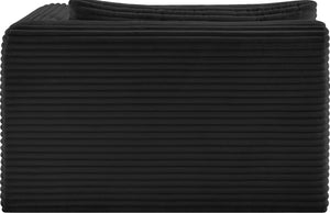 Meridian Furniture Shaggy Corduroy Modular Chaise Lounge Plush Foam Seating for Living Room Sectional Setup Black 641Black-Chaise