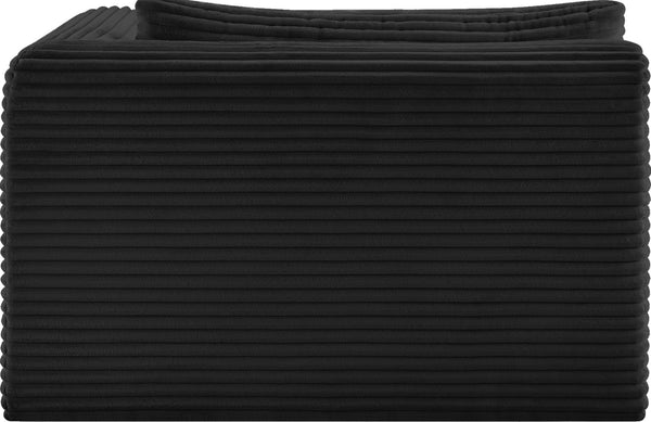 Meridian Furniture Shaggy Corduroy Modular Chaise Lounge Plush Foam Seating for Living Room Sectional Setup Black 641Black-Chaise