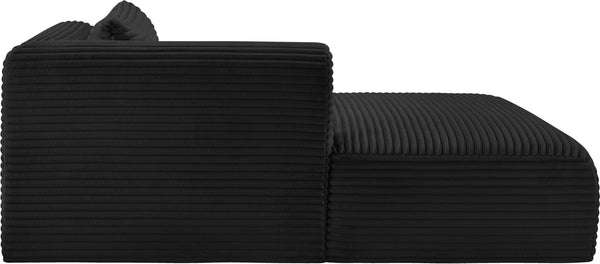 Meridian Furniture Shaggy Corduroy Modular Chaise Lounge Plush Foam Seating for Living Room Sectional Setup Black 641Black-Chaise
