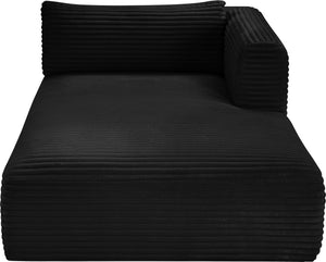 Meridian Furniture Shaggy Corduroy Modular Chaise Lounge Plush Foam Seating for Living Room Sectional Setup Black 641Black-Chaise