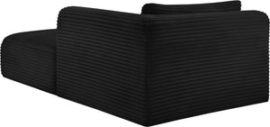 Meridian Furniture Shaggy Corduroy Modular Chaise Lounge Plush Foam Seating for Living Room Sectional Setup Black 641Black-Chaise