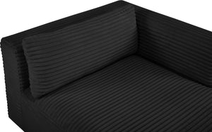 Meridian Furniture Shaggy Corduroy Modular Chaise Lounge Plush Foam Seating for Living Room Sectional Setup Black 641Black-Chaise