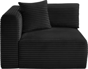Meridian Furniture Shaggy Corduroy Modular Corner Chair with Plush Foam and Stain Resistant Performance Fabric Black 641Black-Corner