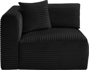 Meridian Furniture Shaggy Corduroy Modular Corner Chair with Plush Foam and Stain Resistant Performance Fabric Black 641Black-Corner