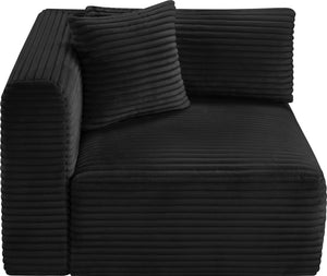 Meridian Furniture Shaggy Corduroy Modular Corner Chair with Plush Foam and Stain Resistant Performance Fabric Black 641Black-Corner