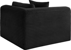 Meridian Furniture Shaggy Corduroy Modular Corner Chair with Plush Foam and Stain Resistant Performance Fabric Black 641Black-Corner