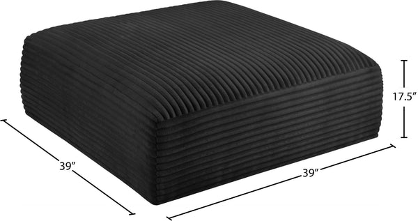 Meridian Furniture Shaggy Corduroy Square Ottoman Plush Modular Linking Design for Living Room Seating Black 641Black-Ott