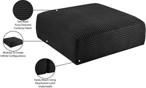 Meridian Furniture Shaggy Corduroy Square Ottoman Plush Modular Linking Design for Living Room Seating Black 641Black-Ott