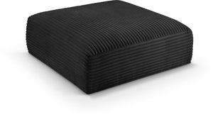 Meridian Furniture Shaggy Corduroy Square Ottoman Plush Modular Linking Design for Living Room Seating Black 641Black-Ott