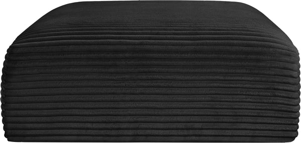Meridian Furniture Shaggy Corduroy Square Ottoman Plush Modular Linking Design for Living Room Seating Black 641Black-Ott