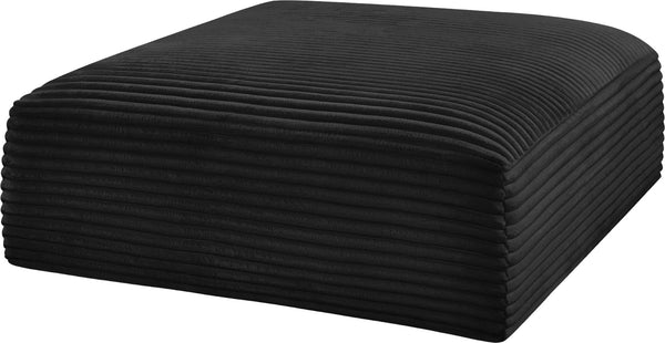 Meridian Furniture Shaggy Corduroy Square Ottoman Plush Modular Linking Design for Living Room Seating Black 641Black-Ott