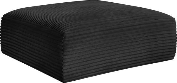 Meridian Furniture Shaggy Corduroy Square Ottoman Plush Modular Linking Design for Living Room Seating Black 641Black-Ott