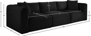 Meridian Furniture Shaggy Corduroy Modular Sofa Plush Performance Fabric Stain Resistant Living Room Seating Black 109 inches 641Black-S109