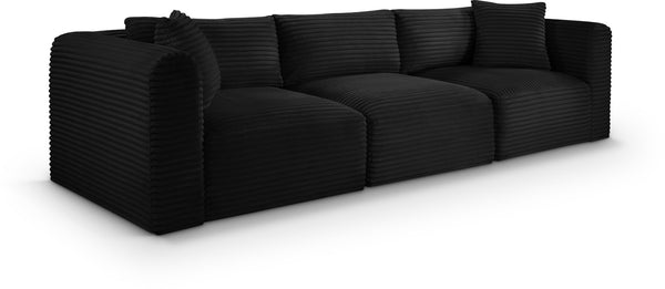 Meridian Furniture Shaggy Corduroy Modular Sofa Plush Performance Fabric Stain Resistant Living Room Seating Black 109 inches 641Black-S109
