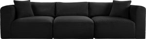 Meridian Furniture Shaggy Corduroy Modular Sofa Plush Performance Fabric Stain Resistant Living Room Seating Black 109 inches 641Black-S109