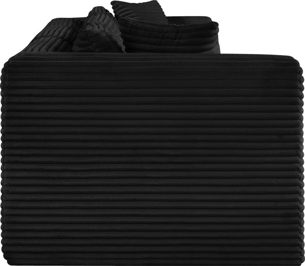 Meridian Furniture Shaggy Corduroy Modular Sofa Plush Performance Fabric Stain Resistant Living Room Seating Black 109 inches 641Black-S109