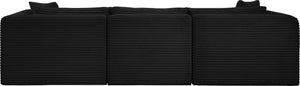 Meridian Furniture Shaggy Corduroy Modular Sofa Plush Performance Fabric Stain Resistant Living Room Seating Black 109 inches 641Black-S109
