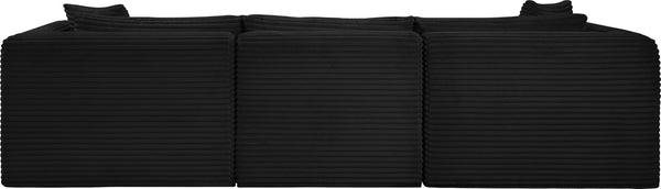 Meridian Furniture Shaggy Corduroy Modular Sofa Plush Performance Fabric Stain Resistant Living Room Seating Black 109 inches 641Black-S109