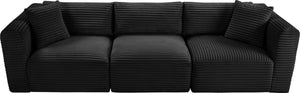 Meridian Furniture Shaggy Corduroy Modular Sofa Plush Performance Fabric Stain Resistant Living Room Seating Black 109 inches 641Black-S109