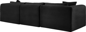 Meridian Furniture Shaggy Corduroy Modular Sofa Plush Performance Fabric Stain Resistant Living Room Seating Black 109 inches 641Black-S109