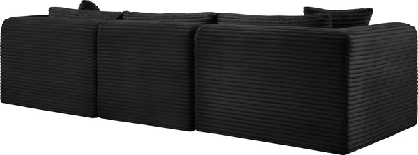 Meridian Furniture Shaggy Corduroy Modular Sofa Plush Performance Fabric Stain Resistant Living Room Seating Black 109 inches 641Black-S109