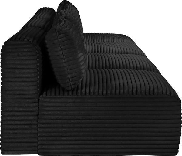 Meridian Furniture Shaggy Armless Modular Sectional Sofa in Wide Wale Corduroy Performance Fabric Living Room Black 124 inches 641Black-S124
