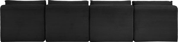 Meridian Furniture Shaggy Armless Modular Sectional Sofa in Wide Wale Corduroy Performance Fabric Living Room Black 124 inches 641Black-S124