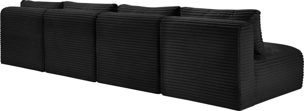 Meridian Furniture Shaggy Armless Modular Sectional Sofa in Wide Wale Corduroy Performance Fabric Living Room Black 124 inches 641Black-S124