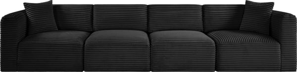 Meridian Furniture Shaggy Corduroy Modular Sofa Plush Performance Fabric Stain Resistant Living Room Seating Black 140 inches 641Black-S140