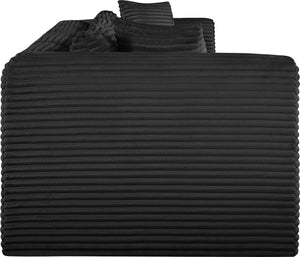 Meridian Furniture Shaggy Corduroy Modular Sofa Plush Performance Fabric Stain Resistant Living Room Seating Black 140 inches 641Black-S140