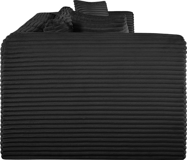 Meridian Furniture Shaggy Corduroy Modular Sofa Plush Performance Fabric Stain Resistant Living Room Seating Black 140 inches 641Black-S140