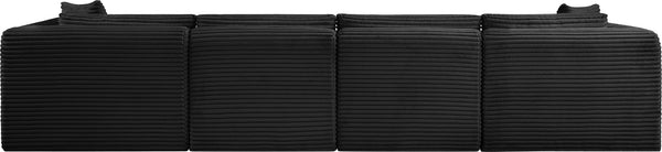 Meridian Furniture Shaggy Corduroy Modular Sofa Plush Performance Fabric Stain Resistant Living Room Seating Black 140 inches 641Black-S140