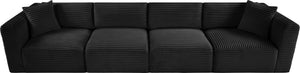 Meridian Furniture Shaggy Corduroy Modular Sofa Plush Performance Fabric Stain Resistant Living Room Seating Black 140 inches 641Black-S140