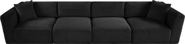 Meridian Furniture Shaggy Corduroy Modular Sofa Plush Performance Fabric Stain Resistant Living Room Seating Black 140 inches 641Black-S140