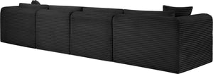 Meridian Furniture Shaggy Corduroy Modular Sofa Plush Performance Fabric Stain Resistant Living Room Seating Black 140 inches 641Black-S140