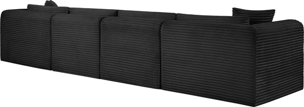 Meridian Furniture Shaggy Corduroy Modular Sofa Plush Performance Fabric Stain Resistant Living Room Seating Black 140 inches 641Black-S140