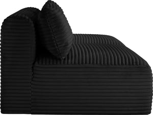 Meridian Furniture Shaggy Two Piece Armless Modular Loveseat in Stain Resistant Plush Corduroy Performance Fabric Black 641Black-S62