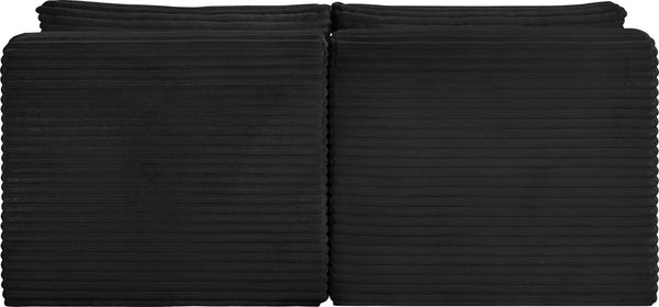 Meridian Furniture Shaggy Two Piece Armless Modular Loveseat in Stain Resistant Plush Corduroy Performance Fabric Black 641Black-S62