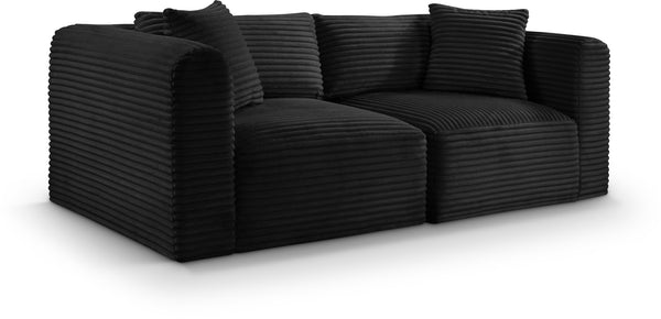 Meridian Furniture Shaggy Corduroy Modular Sofa Plush Performance Fabric Stain Resistant Living Room Seating Black 78 inches 641Black-S78