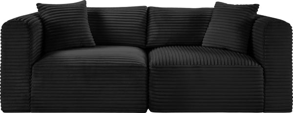 Meridian Furniture Shaggy Corduroy Modular Sofa Plush Performance Fabric Stain Resistant Living Room Seating Black 78 inches 641Black-S78