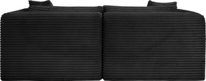 Meridian Furniture Shaggy Corduroy Modular Sofa Plush Performance Fabric Stain Resistant Living Room Seating Black 78 inches 641Black-S78