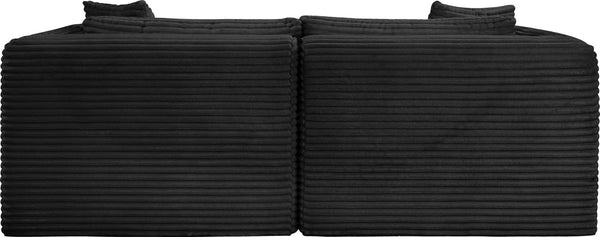 Meridian Furniture Shaggy Corduroy Modular Sofa Plush Performance Fabric Stain Resistant Living Room Seating Black 78 inches 641Black-S78