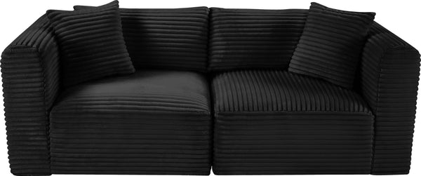 Meridian Furniture Shaggy Corduroy Modular Sofa Plush Performance Fabric Stain Resistant Living Room Seating Black 78 inches 641Black-S78