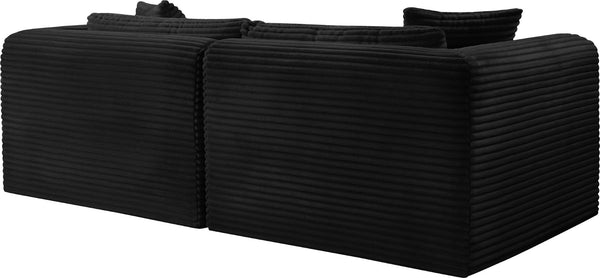 Meridian Furniture Shaggy Corduroy Modular Sofa Plush Performance Fabric Stain Resistant Living Room Seating Black 78 inches 641Black-S78