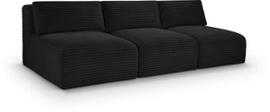 Meridian Furniture Shaggy Armless Modular Sectional Sofa in Wide Wale Corduroy Performance Fabric Living Room Black 93 inches 641Black-S93