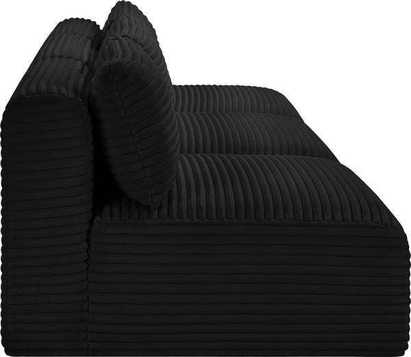 Meridian Furniture Shaggy Armless Modular Sectional Sofa in Wide Wale Corduroy Performance Fabric Living Room Black 93 inches 641Black-S93