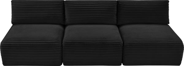 Meridian Furniture Shaggy Armless Modular Sectional Sofa in Wide Wale Corduroy Performance Fabric Living Room Black 93 inches 641Black-S93