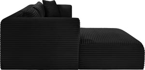 Meridian Furniture Shaggy Three Piece Modular Sectional in Stain Resistant Black Corduroy Performance Fabric 641Black-Sec3A