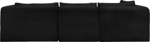 Meridian Furniture Shaggy Three Piece Modular Sectional in Stain Resistant Black Corduroy Performance Fabric 641Black-Sec3A