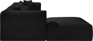 Meridian Furniture Shaggy Four Piece Modular Sectional Corduroy Performance Fabric Living Room Sofa Set 641Black-Sec4A